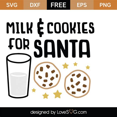 Download Free cookies and milk for santa svg design Silhouette